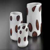 "Winston" vase en verre de Murano - blanc, argent avec brun points