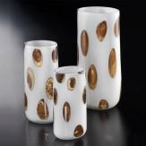 "Winston" vase en verre de Murano - blanc, argent avec ambre points