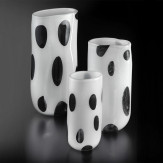 "Winston" vase en verre de Murano - blanc, argent avec noir points