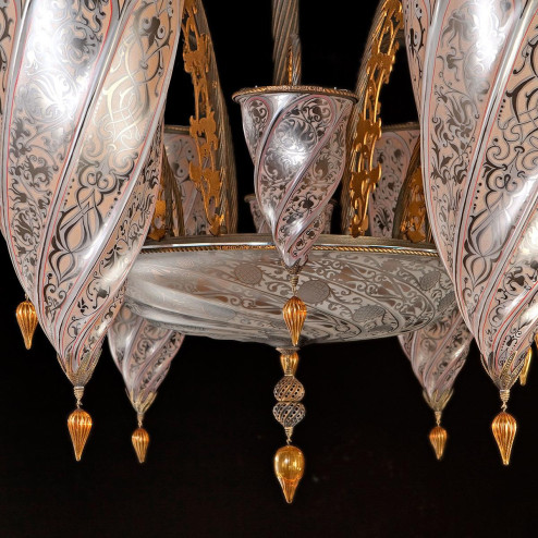 "Sinope" Murano glass chandelier - 17 lights - neutral