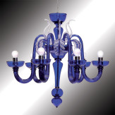 "Cascata" 6 lights blue Murano glass chandelier