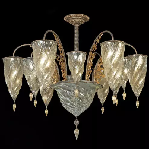 "Medina" lampara de araña de Murano - 13 luces - oro