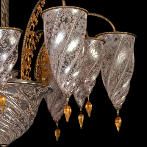 "Medina" Murano glass chandelier - 13 lights - neutral