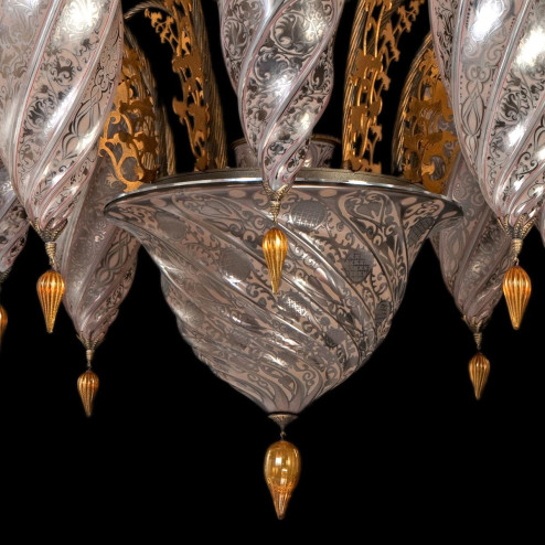 "Medina" Murano glass chandelier - 13 lights - neutral
