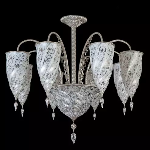 "Jibla" Murano glass chandelier - 9 lights - white