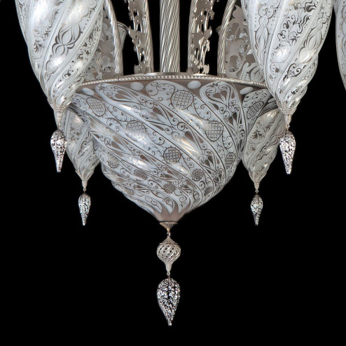 "Jibla" lustre en cristal de Murano - 9 lumières - blanc