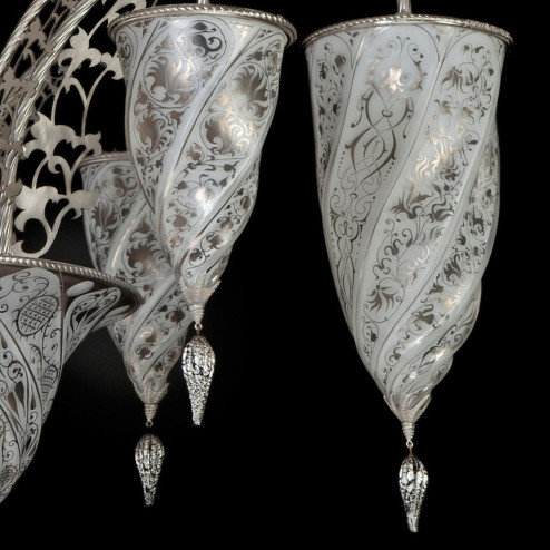 "Giza" Murano glass chandelier - 9 lights - white