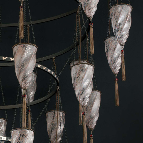 "Doha" Murano glass chandelier - 30 lights - neutral