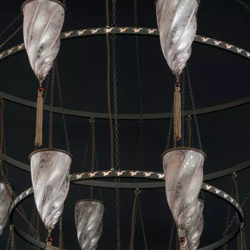 "Doha" lustre en cristal de Murano - 30 lumières - neutre 