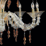 "Freya" lustre en cristal de Murano - 8 lumières - transparent et ambre