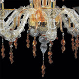 "Freya" lustre en cristal de Murano - 8 lumières - transparent et ambre