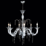 "Freya" lustre en cristal de Murano - 6 lumières - transparent et noir