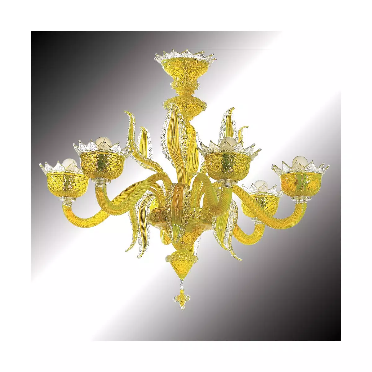 "Topazio" 6 flammig gelb Murano Kronleuchter