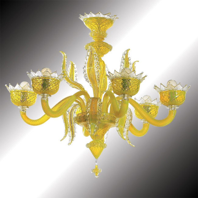 "Topazio" 6 lights yellow Murano glass chandelier