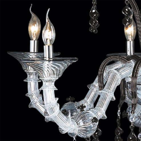 "Freya" Murano glas Kronleuchter - 6 flammig - transparent und schwarz