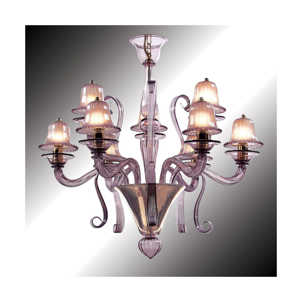 "Mantua" 12 lights amethyst Murano glass chandelier