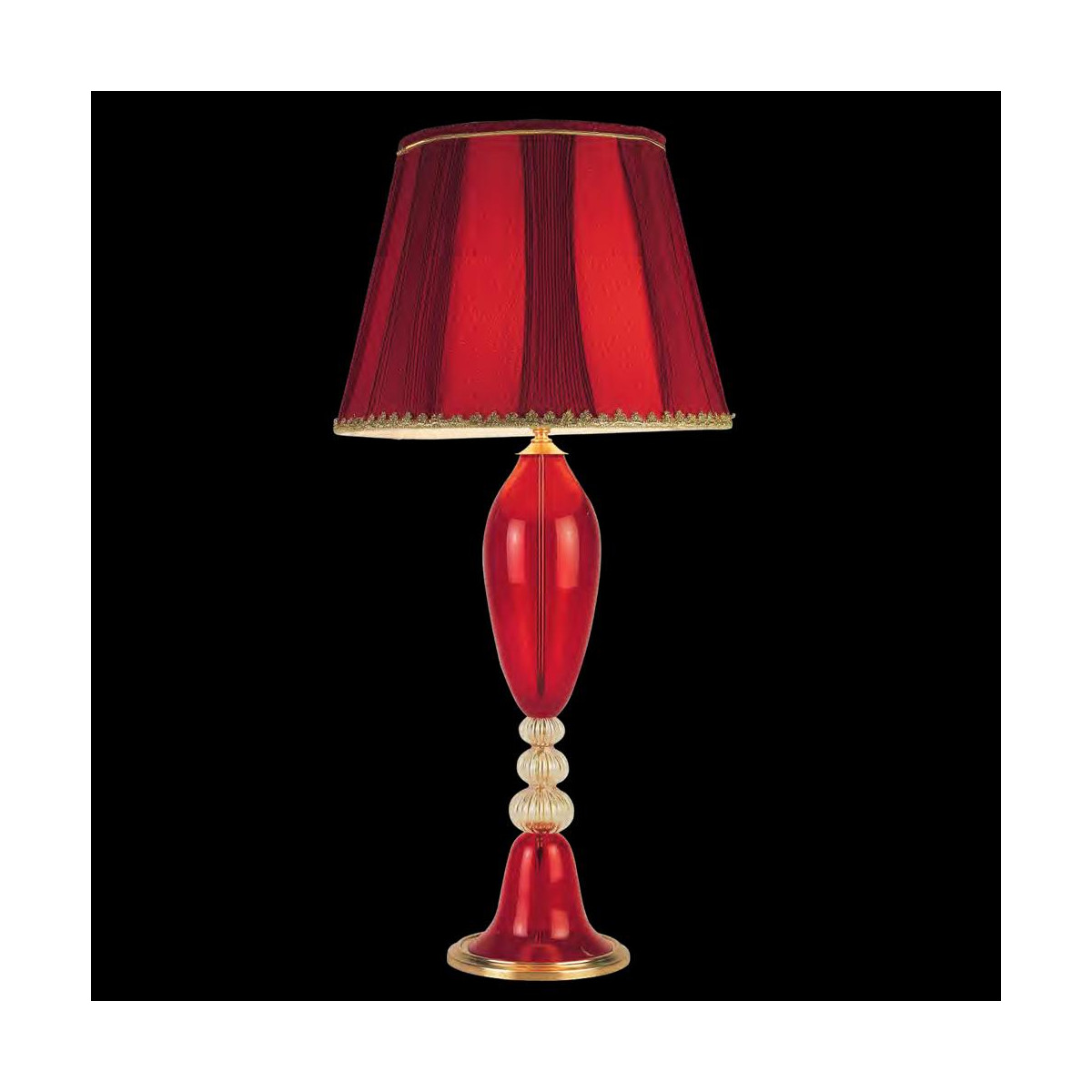 "Euridice" Murano glass table lamp - red and gold- large