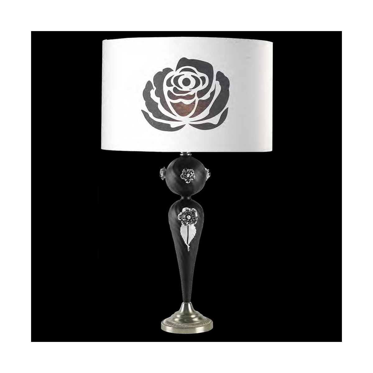 "Fiorenza" lampe de table en verre de Murano - noir - grand