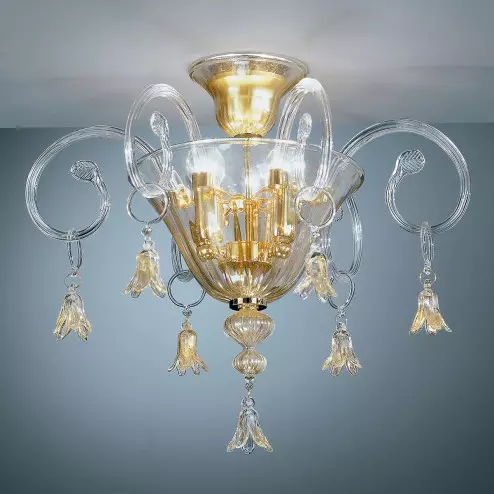 "Amelia" Murano glas deckenleuchte - 3 flammig - transparent und gold