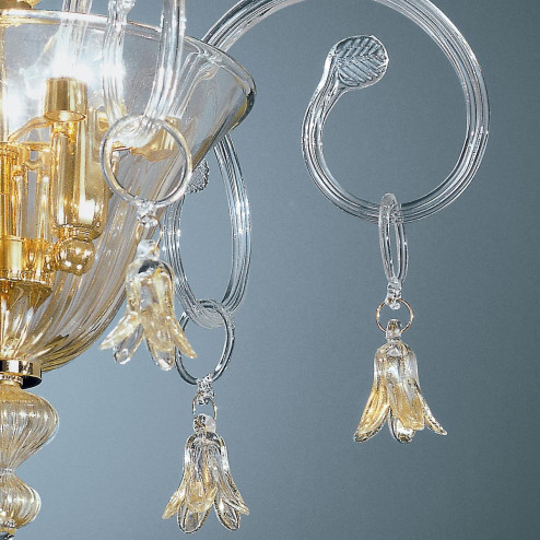 "Amelia" Murano glass ceiling light - 3 lights - transparent and gold