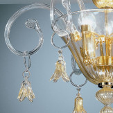"Amelia" lampara de techo de Murano - 3 luces - transparente y oro