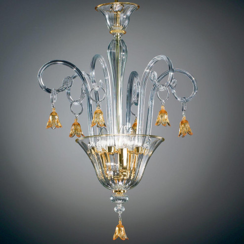 "Amelia" Murano glas hangeleuchte - 3 flammig - transparent und bernstein