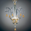 "Amelia" Murano glas hangeleuchte - 3 flammig - transparent und gold