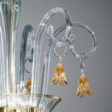 "Amelia" Murano glas hangeleuchte - 3 flammig - transparent und gold