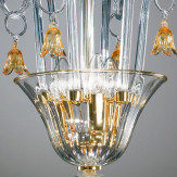 "Amelia" lámpara colgante en cristal de Murano - 3 luces - transparente y oro