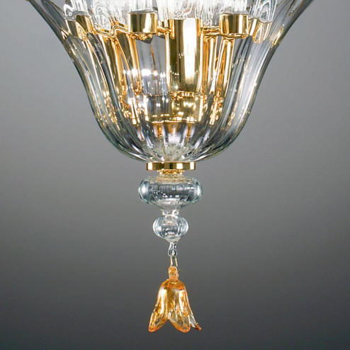 "Amelia" suspension en verre de Murano - 3 lumières - transparent et or