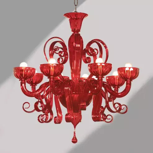 "Sogno" araña de Murano roja 8 luces