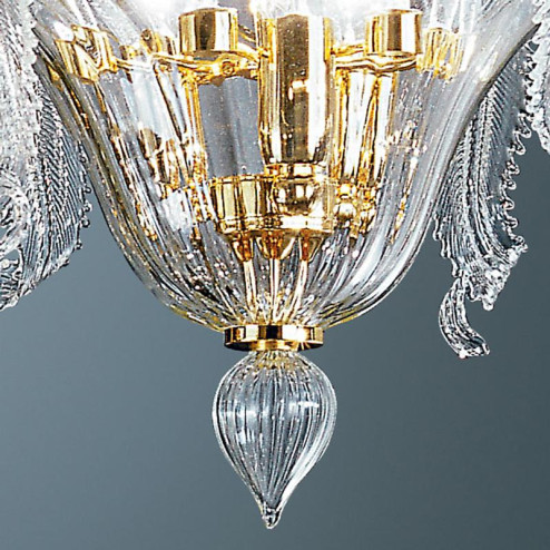 "Oreste" Murano glass ceiling light - 3 lights - transparent and gold