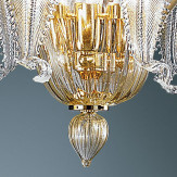 "Oreste" lámpara colgante en cristal de Murano - 3 luces - transparente y oro
