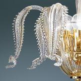 "Oreste" suspension en verre de Murano - 3 lumières - transparent et or