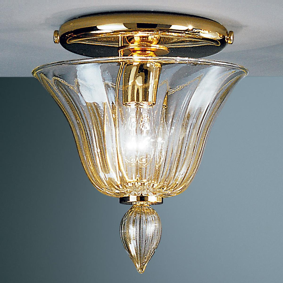 "Barbara" Murano glass ceiling light - transparent and gold