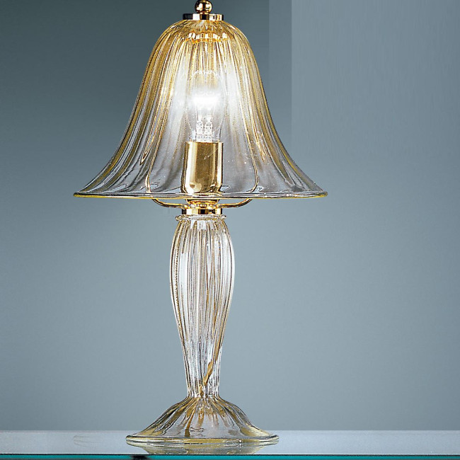 "Barbara" lampara de mesita de noche de Murano - transparente y oro