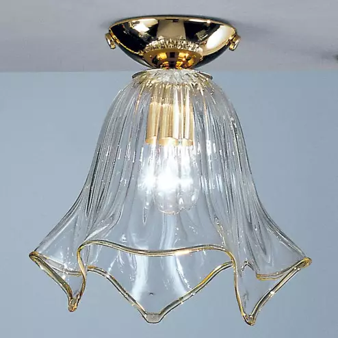 "Fazzoletto" Murano glass ceiling light - transparent and amber