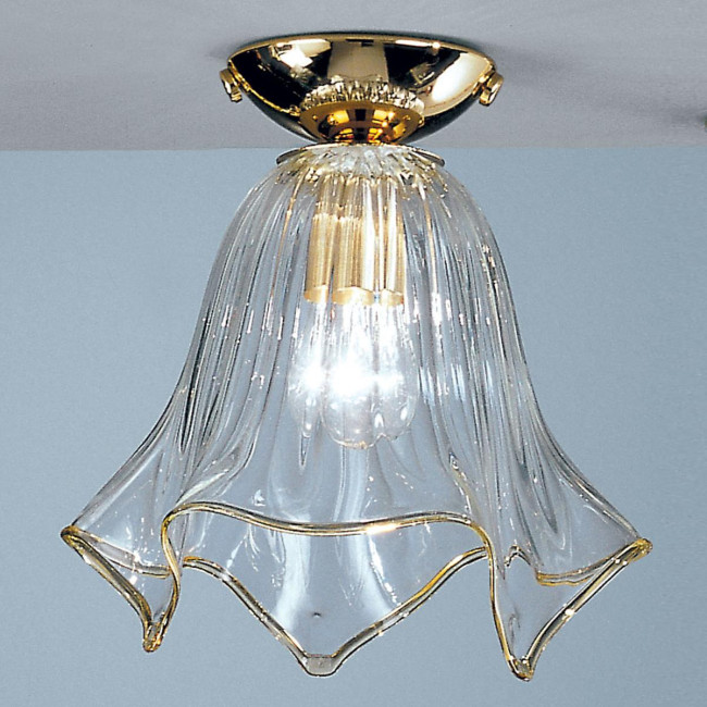 "Fazzoletto" lampara de techo de Murano - transparente y ambar