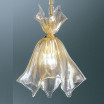 "Fazzoletto" lámpara colgante en cristal de Murano - transparente y oro