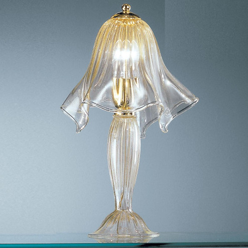 "Fazzoletto" Murano glass bedside lamp - transparent and gold