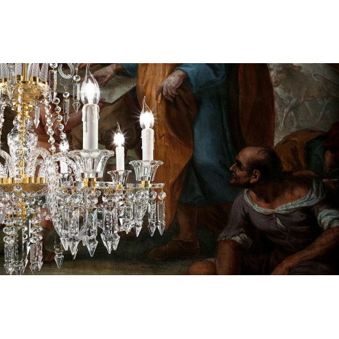 "Cimabue" large venetian crystal chandelier - 12+6 lights - transparent - Asfour crystal