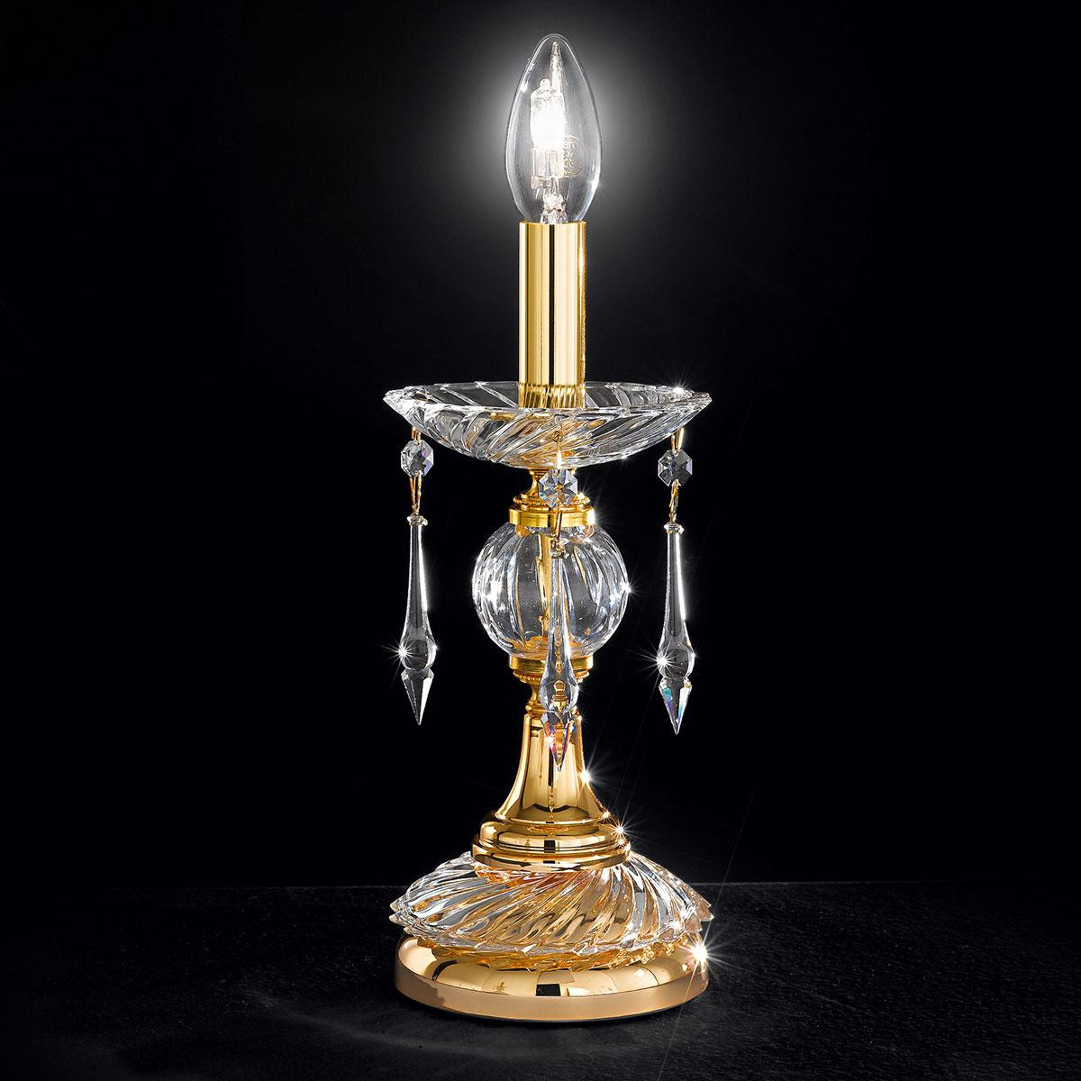 "Amadeo" venetian crystal bedside lamp - 1 light - transparent with Swarovski pendants