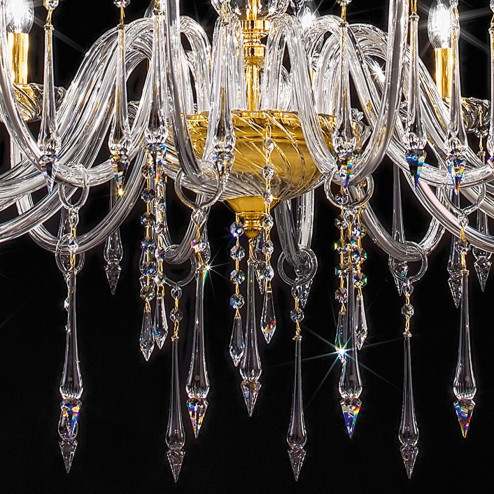 "Amadeo" grand lustre vénitienne en cristal - 16+8+4 lumières - transparent avec Swarovski pendentifs