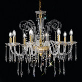 "Amadeo" lampara veneciana en cristal - 8 luces - transparent con Swarovski colgantes