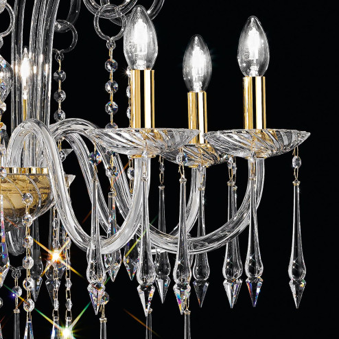 "Amadeo" lampara veneciana en cristal - 8 luces - transparent con Swarovski colgantes