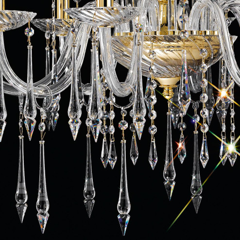 "Amadeo" venetian crystal chandelier - 8 lights - transparent with Swarovski pendants