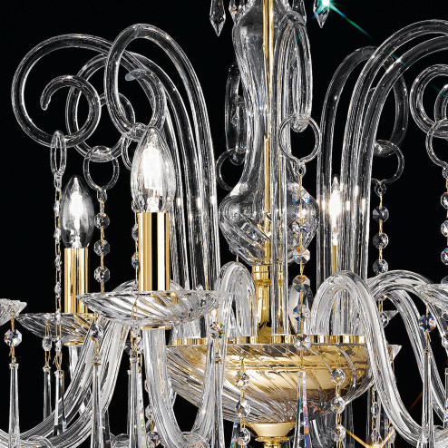 "Amadeo" venetian crystal chandelier - 8 lights - transparent with Swarovski pendants