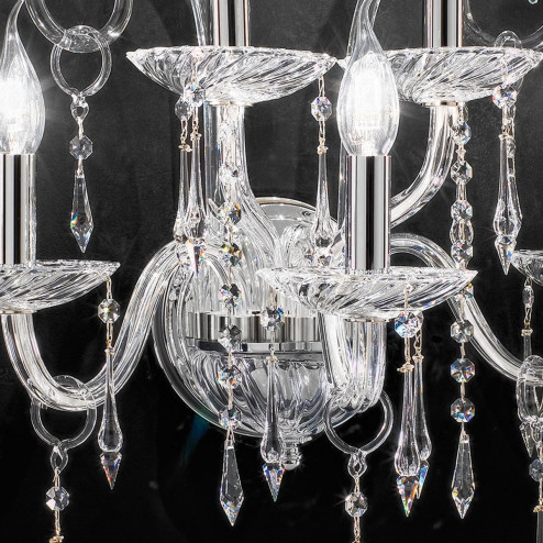 "Amadeo" venetian crystal wall sconce - 3+2 lights - transparent with Swarovski pendants