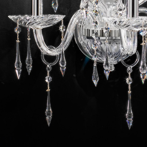 "Amadeo" applique vénitienne en cristal - 3+2 lumières - transparent avec Swarovski pendentifs