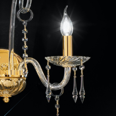 "Amadeo" venetian crystal wall sconce - 2 lights - transparent with Swarovski pendants